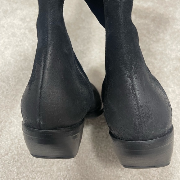 FREE PEOPLE Rue Knee High Suede Slouch Western Black Tall Boots Size  EU37 US7 - Picture 6 of 9